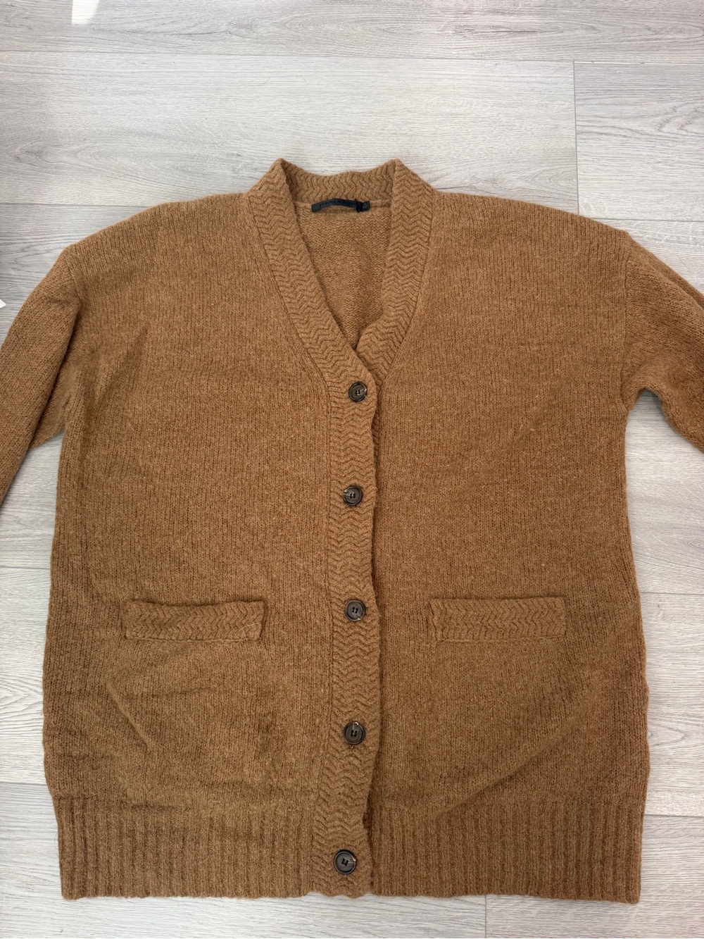 Jenni Kayne Brown Shawl-Collar Button Cardigan